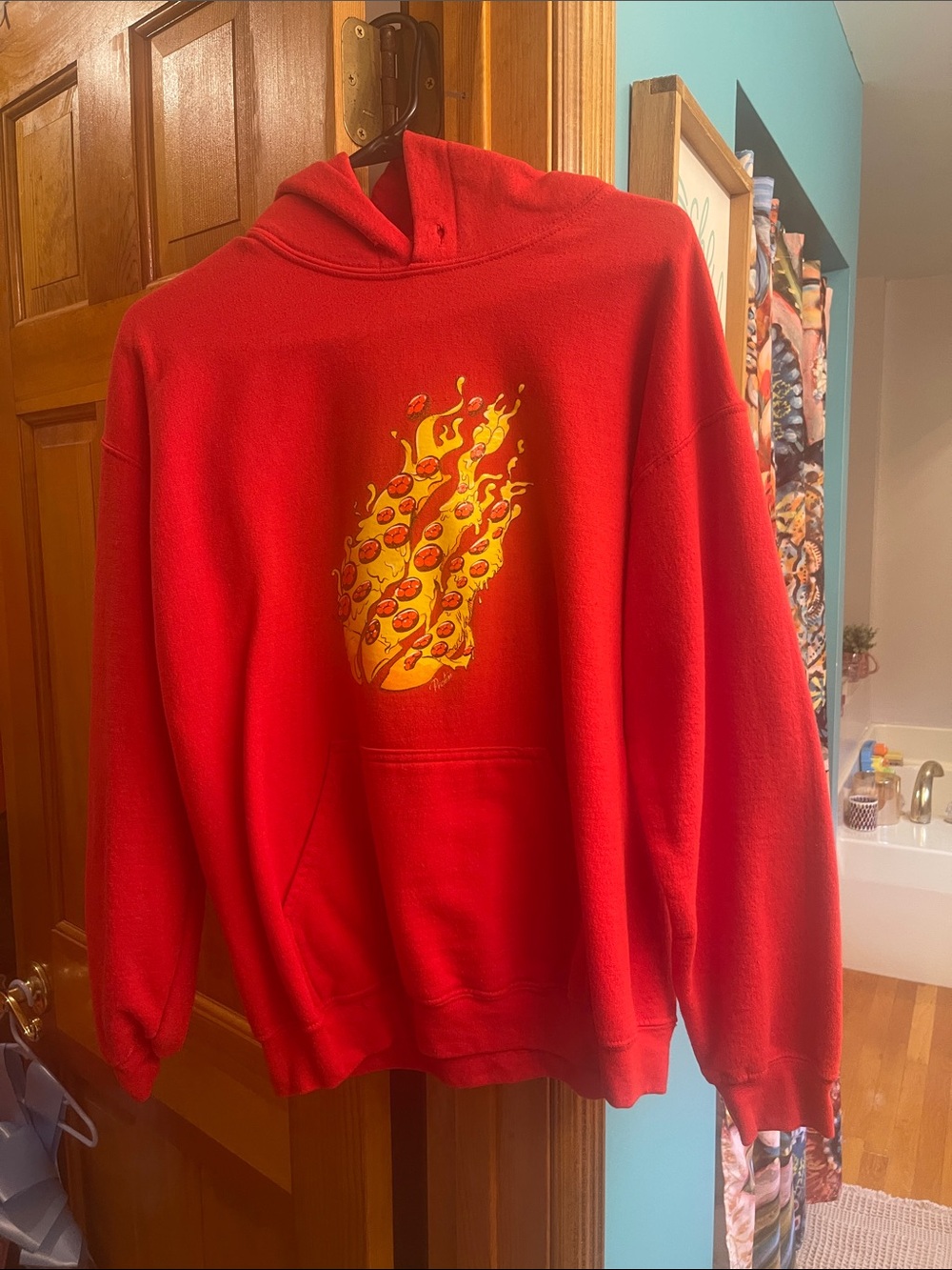 Red Graphic Hoodie Sweatshirt - Men's Casual Pullover
